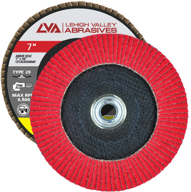 7" x 5/8"-11 Threaded Ceramic Flap Disc Type 29 Conical | 120 Grit T29 | LVA CFCAS70S120CP