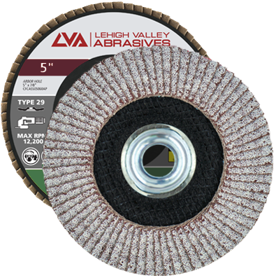 5" x 5/8"-11 Threaded Flap Disc for Aluminum Conical | 60 Grit T29 | LVA CFCAS50S060AP
