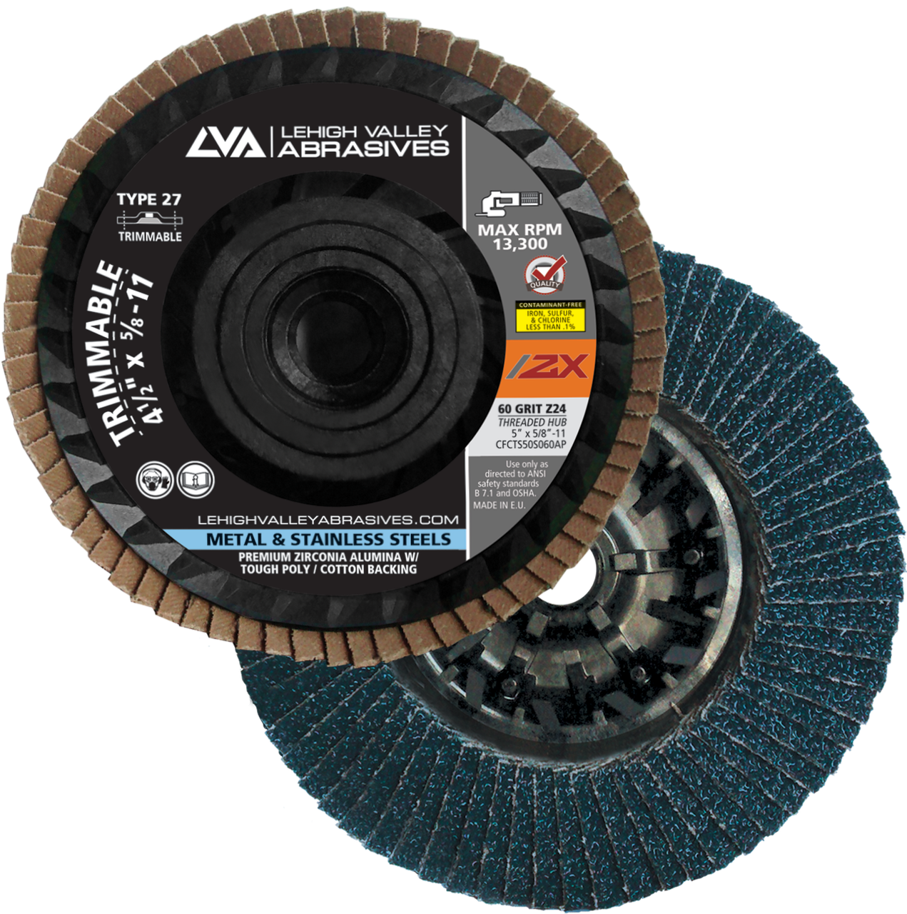 5 Pack 7/" x 5//8/"-11 80 Grit Zirconia Flap Discs Grinding Wheels T29 with Hub