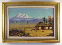 Segundo Endara -- Ecuador Volcano Chimborazo with Andean house