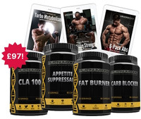30 Day Quick Weight Loss Results Plan + Supplements For Him (1x Fat Burner, 1x Appetite Suppressant, 1x Carb Blocker, 1x CLA 1000)