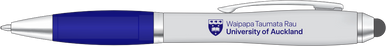 Combine practicality with modern convenience with the University of Auckland Vistro Stylus Pen. Designed in a sleek silver and navy finish, this multifunctional pen features a soft-touch stylus tip for use on smartphones, tablets, and other touchscreens which is perfect for tech-savvy users on the go.

Comfortable to hold and easy to write with, the pen includes the official Waipapa Taumata Rau | University of Auckland branding, making it a smart choice for both everyday writing and professional representation.