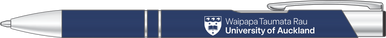 Show your pride with this sleek and functional University of Auckland ballpoint pen. Featuring a smooth, navy blue barrel and silver accents, this pen is designed for both everyday use and professional settings.

Prominently displaying the Waipapa Taumata Rau | University of Auckland logo and crest, it’s perfect for students, staff, alumni, or as a corporate gift. The comfortable grip and retractable mechanism make writing effortless, while the durable clip ensures it stays securely attached to notebooks or pockets.