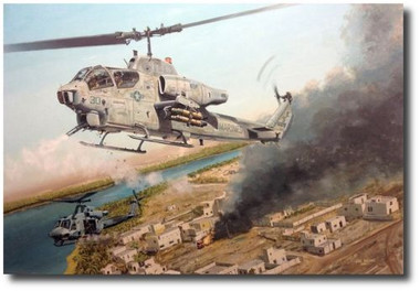 Wally's Ride by Joe Kline - AH-1W Cobra and UH-1N Helicopters Aviation Art