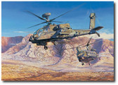 Clearing the Path by Rick Herter - AH-64 Apache Longbow, CH-47 Chinook  Aviation Art