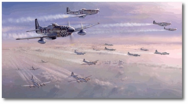Guardian Angels by Jim Laurier - P-51 Mustangs , B-17 Flying Fortresses - Aviation Art 