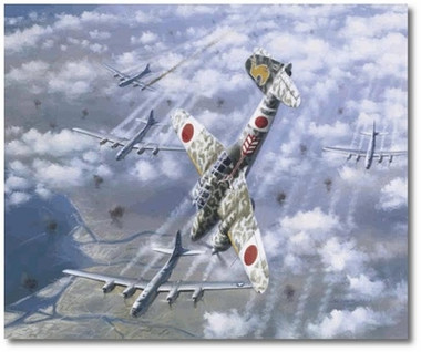 Toryu 1 by Jim Laurier- Japanese Kawasaki Ki-45 , B-29 Superfortresses Aviation Art
