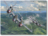 Until the Last Moment by Jim Laurier- Lockheed P-38 Lightning Aviation Art
