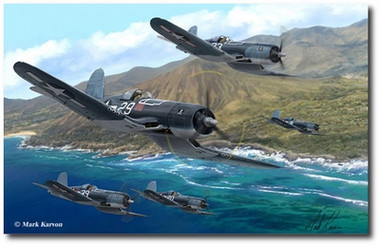 Pirates of the Pacific by Mark Karvon- Vought F4U Corsair Aviation Art