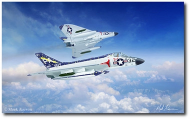 Skyrays Flight by Mark Karvon - Douglas F4D Skyray Aviation Art