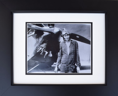 Amelia Earhart in Front of Biplane Aviation Art