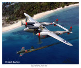 P-38 Lighting - Battle Axe by Mark Karvon - Lockheed P-38 Lightning  Aviation Art