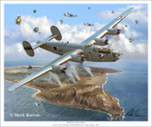 Hell Over Iwo Jima by Mark Karvon - B-24 Liberator   Aviation Art