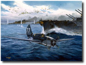 Too Close For Comfort by Tom Freeman - Helldiver   Aviation Art