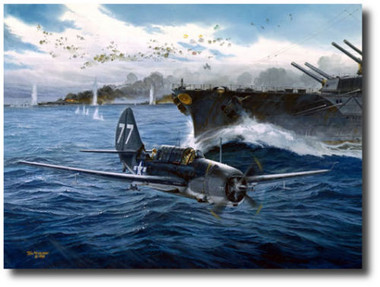 Too Close For Comfort by Tom Freeman - Helldiver   Aviation Art