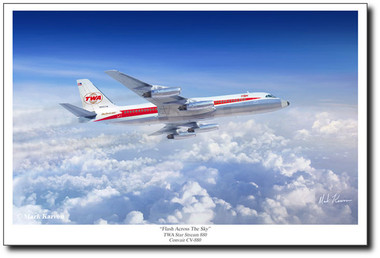 Flask Across The Sky by Mark Karvon - Convair 880 Aviation Art