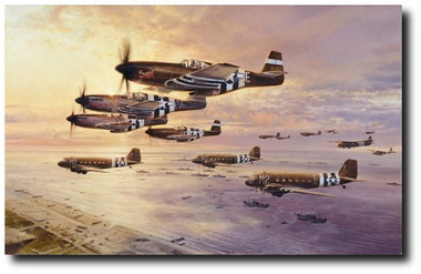 D-Day The Airborne Assault by Robert Taylor -  P- 51Bs , C-47s Aviation Art