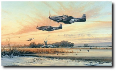 Home At Dusk by Robert Taylor - P-51 Mustangs  Aviation Art