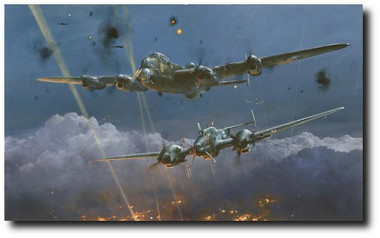Lancaster Under Attack by Robert Taylor  Aviation Art