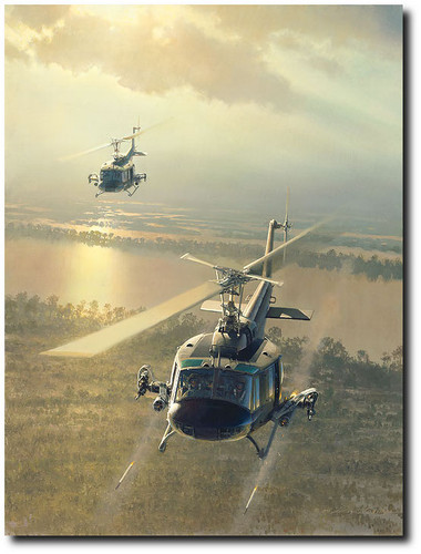 Rolling on the River by William S. Phillips - Bell UH-1 Iroquois helicopters