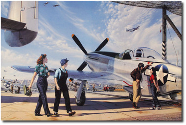 Impressing the Night Shift "Canvas Giclee" by Stan Vosburg - P-51 Mustang - Aviation Art