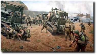 Clearing the Vierville Draw (A/P) by Larry Selman - D-Day - WWII Military Print - Aviation Art