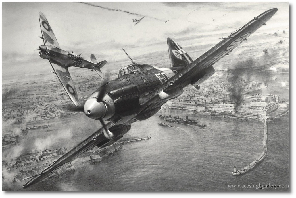 WW II Spitfires "To Malta For Freedom" Jim Laurier S/N Limited Edition Print 