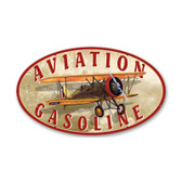 Aviation Gasoline Oval Metal Sign