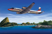 Seven Seas to Rio is an Art Print by Aviation Artist Mike Machat, featuring a Braniff DC-7C .