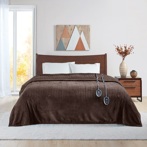 Brown Heated Reversible Microlight Cozy Berber Blanket w/Auto Shut Off (Heated Microlight-Brown-Blanket)