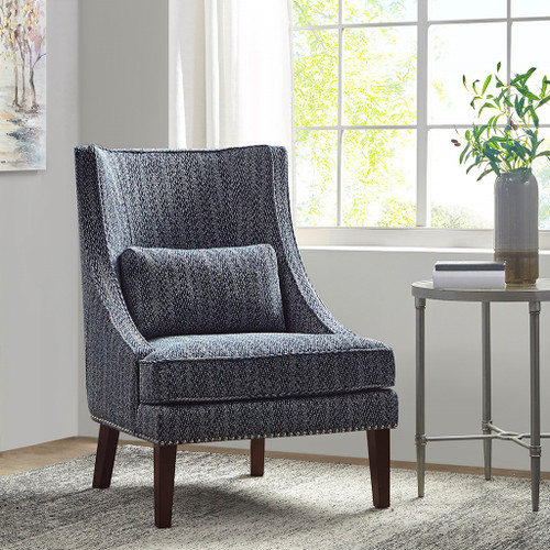  Navy High Back Accent ChairSolid Wood & Morocco Leg Finish (086569325822)