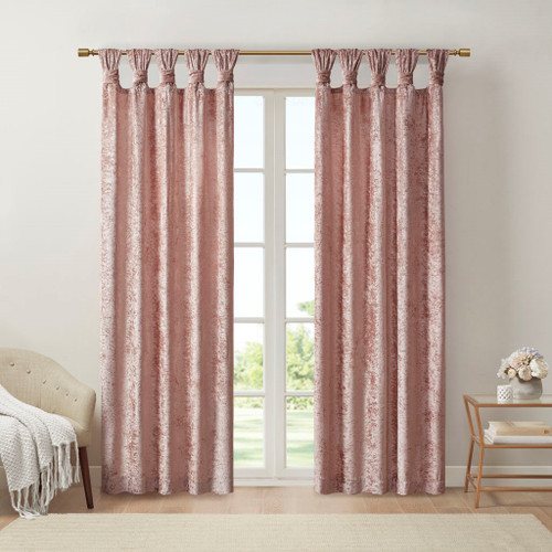 Blush Pink Velvet Textured Window Panel w/Cuff Tab Top Finish (Felicia-Blush-Curtain)