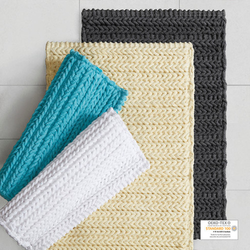 Soft Textured 100% Cotton Chenille Chain Stitch Bathroom Rug (Lasso-Bathroom-Rug)