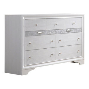 58" X 18" X 35" White Wood Dresser