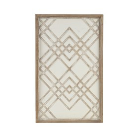 Natural White Geo Carved Wood Panel Wall Decor - 20"x32" (Exton - Natural White - Art) 