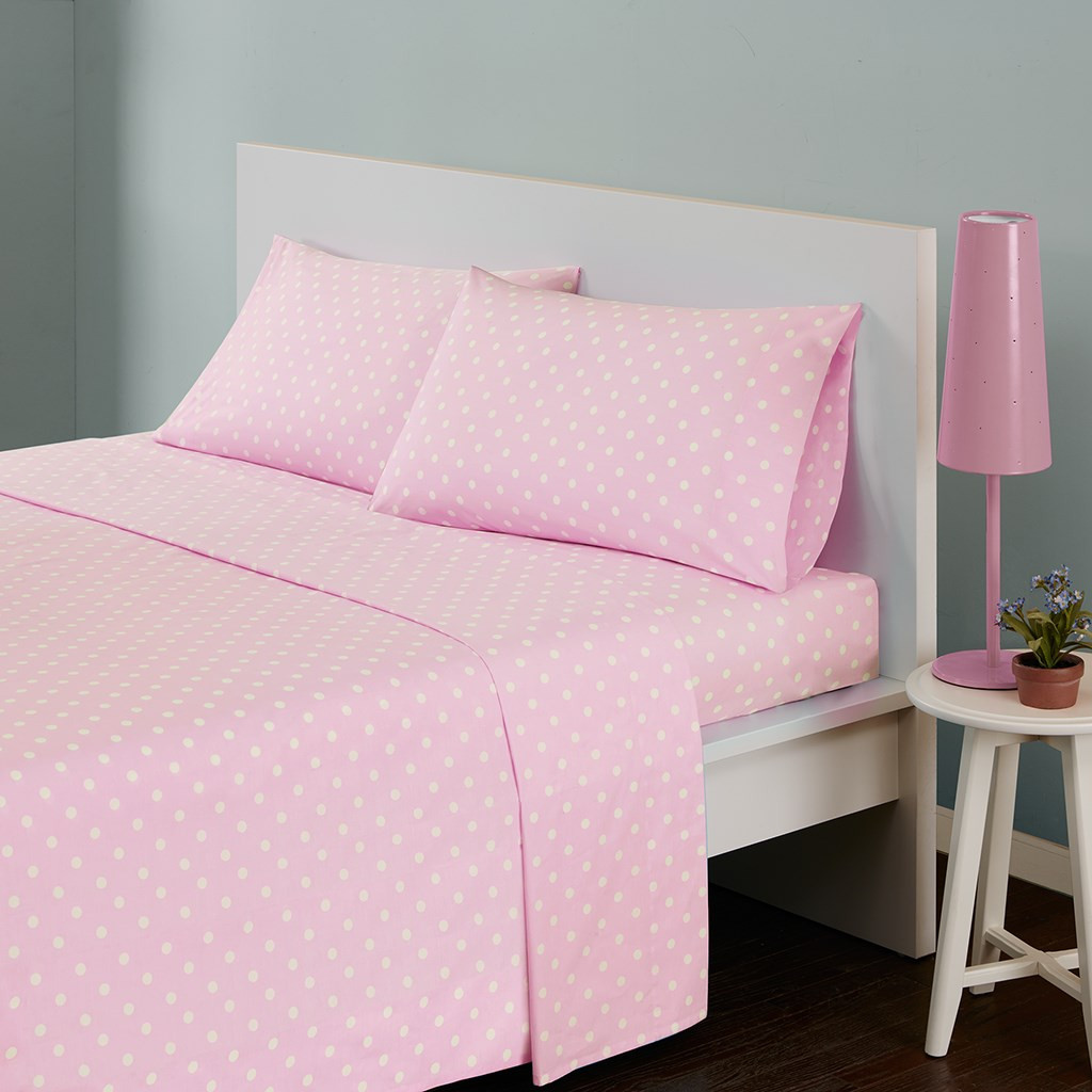 Soft Pink White Polka Dot Cotton Sheet Set Polka Mz Pink