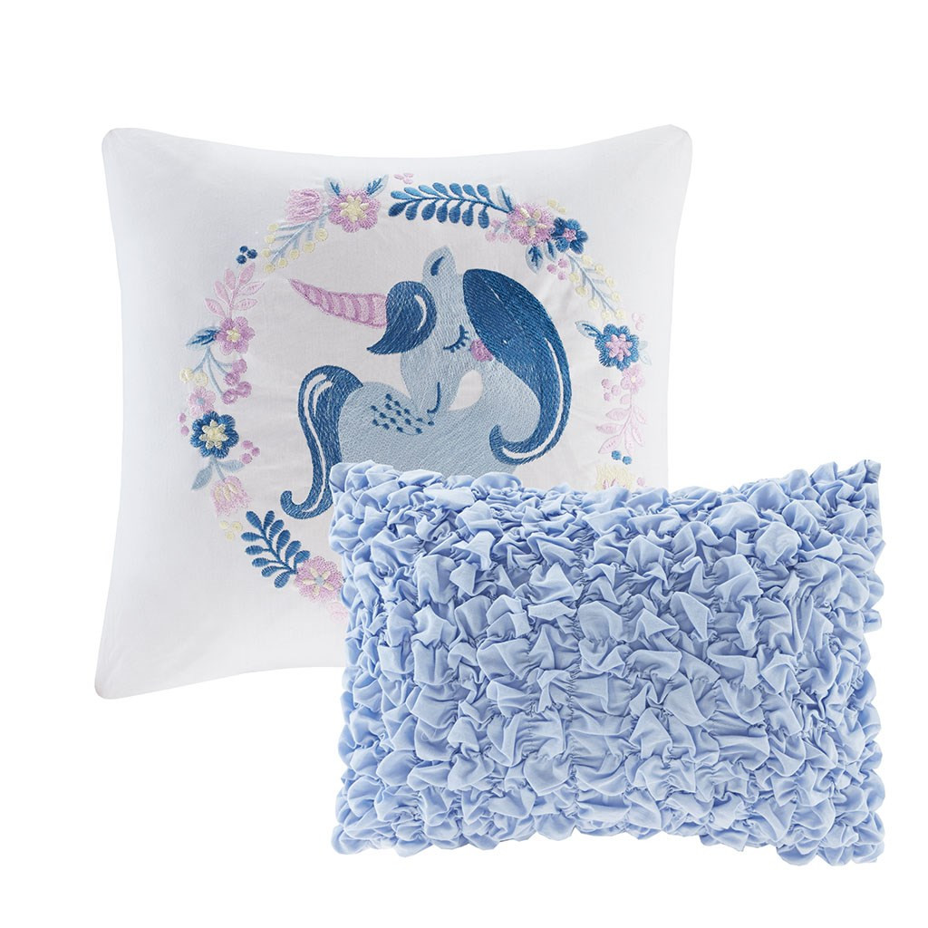 Blue Purple Pink Playful Clouds Quilted Coverlet And Decorative