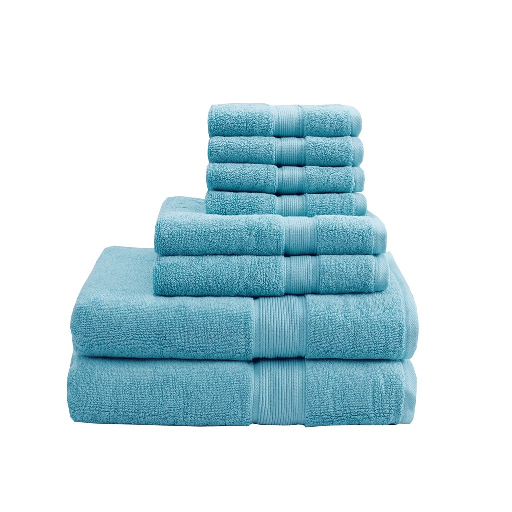 8pc Aqua Blue 800GSM Long Staple Cotton Bath Towel Set (800GSM-Aqua)