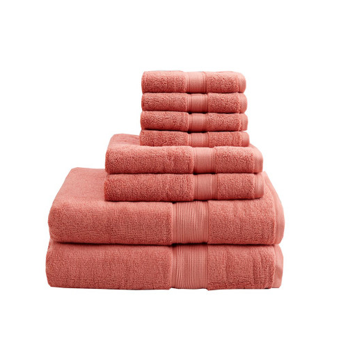 8pc Coral 800GSM Long Staple Cotton Bath Towel Set (800GSM-Coral)