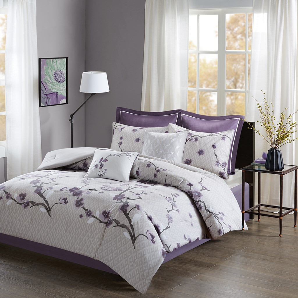 purple and grey bedding on sale