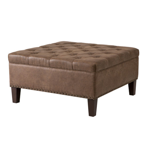 Lindsey Brown Tufted Square Cocktail Ottoman (Lindsey Brown-Benches) 