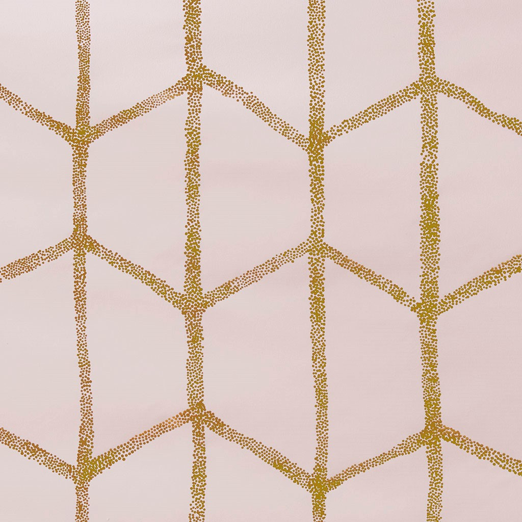 Blush Pink Geometric Metallic Gold BLACKOUT Window Panel- 50x84" (Raina-Blush-window)