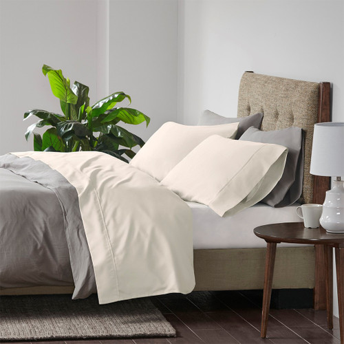 4pc KING Ivory 600 Thread Count Cooling Cotton Rich Sheet Set (086569216991)