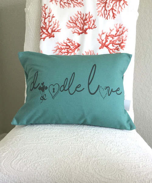 Doodle Love in Bright Teal