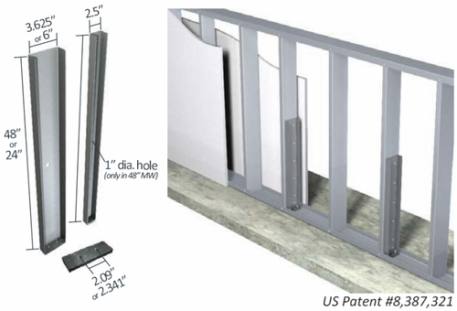 Midwall Knee Wall Brace Kit 3-5/8" wall width x 24" height Structurally Rated Load Bearing