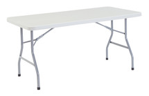 Deluxe 8' Lightweight Heavy Duty 2" Thick Plastic Folding Table, Speckled Gray