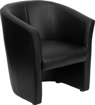 Black Leather Barrel-Shaped Guest Chair 