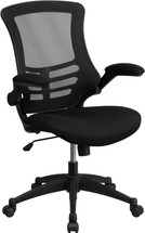 Mid-Back Black Mesh Swivel Task Chair with Flip-Up Arms