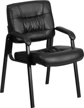 Black Leather Executive Side Reception Chair with Black Frame Finish