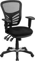 Mid-Back Black Mesh Multifunction Executive Swivel Chair with Adjustable Arms